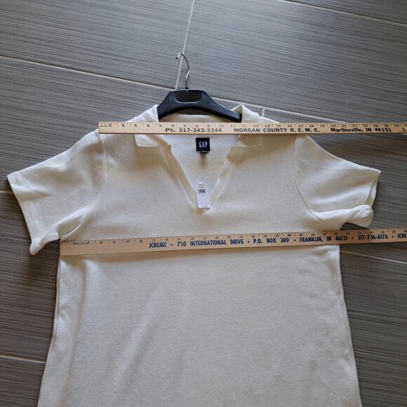 New Gap Women's Large White V-neck Polo Dress Athleisure Golf 100% Cotton - Picture 5 of 6